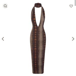 SKIMS summer mesh deep plunge long dress - Dessert snake